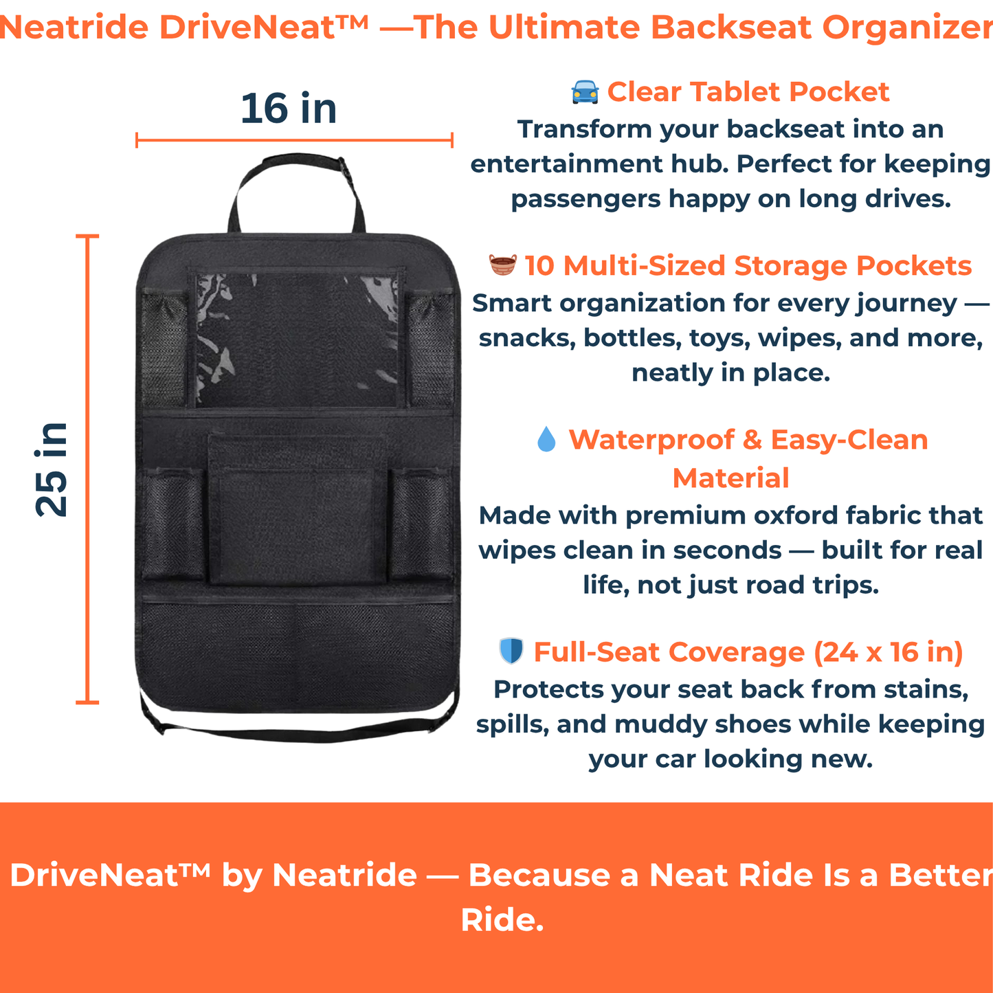 DriveNeat™ – Smart Car Back Seat Organizer