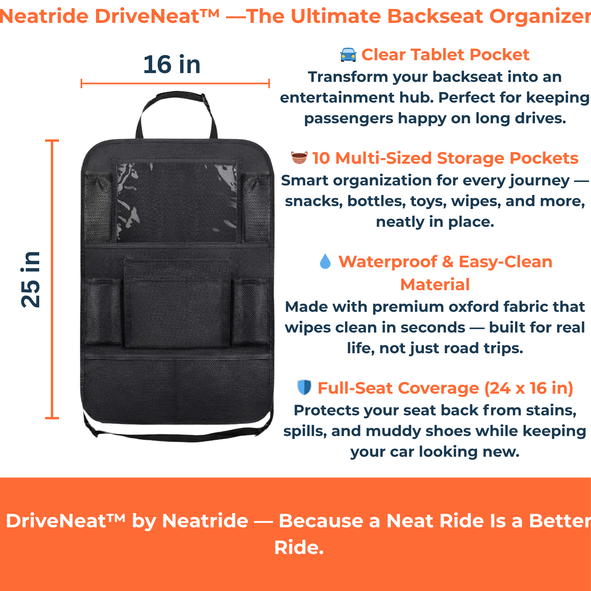 DriveNeat™ – Smart Car Back Seat Organizer